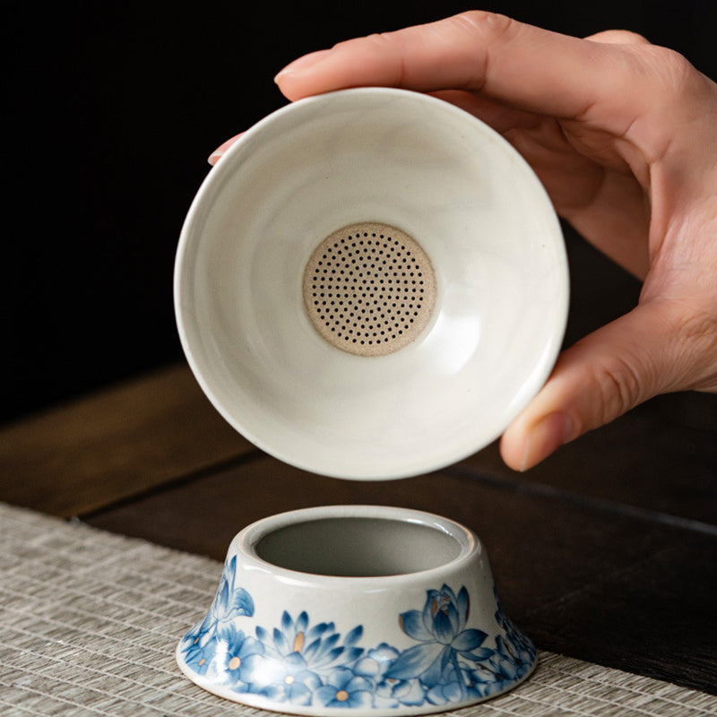 Ru Kiln Porcelain Multifloral Tea Set