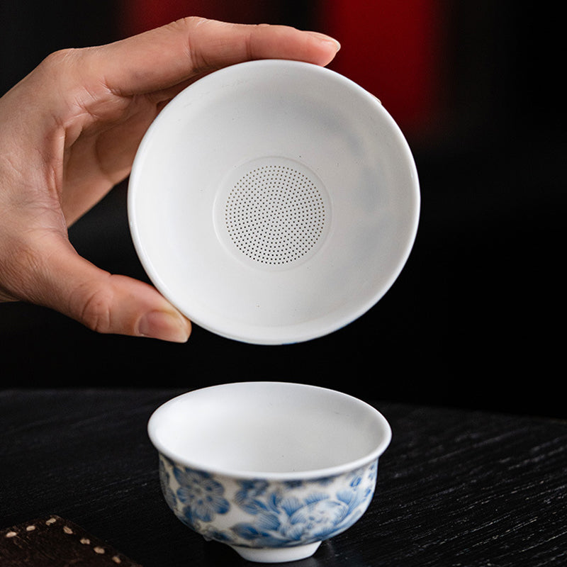 Mutton-Fat Jade Floral Tea Set