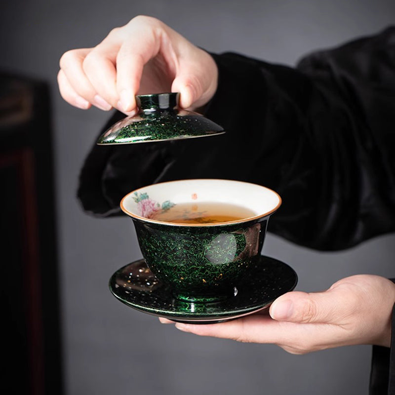Intangible Cultural Heritage Lacquered Ru Kiln Covered Bowl