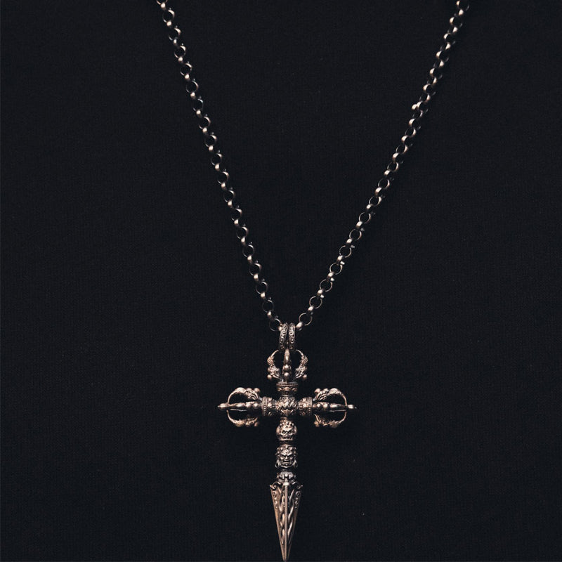 S925 Pure Silver Demon - Subduing Vajra Pestle Necklace