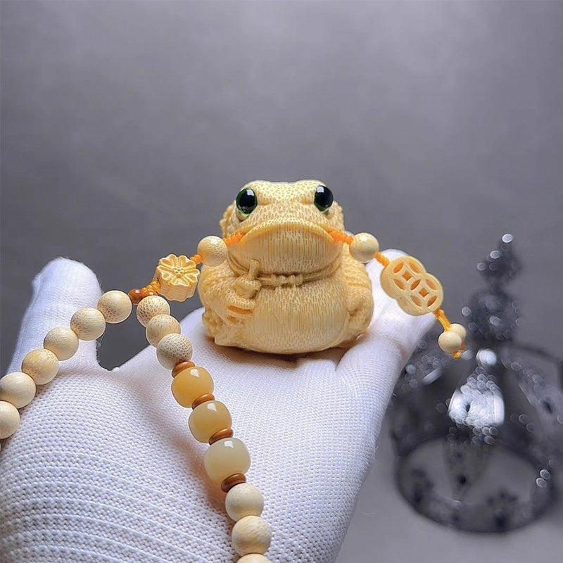 Handmade bamboo root golden toad