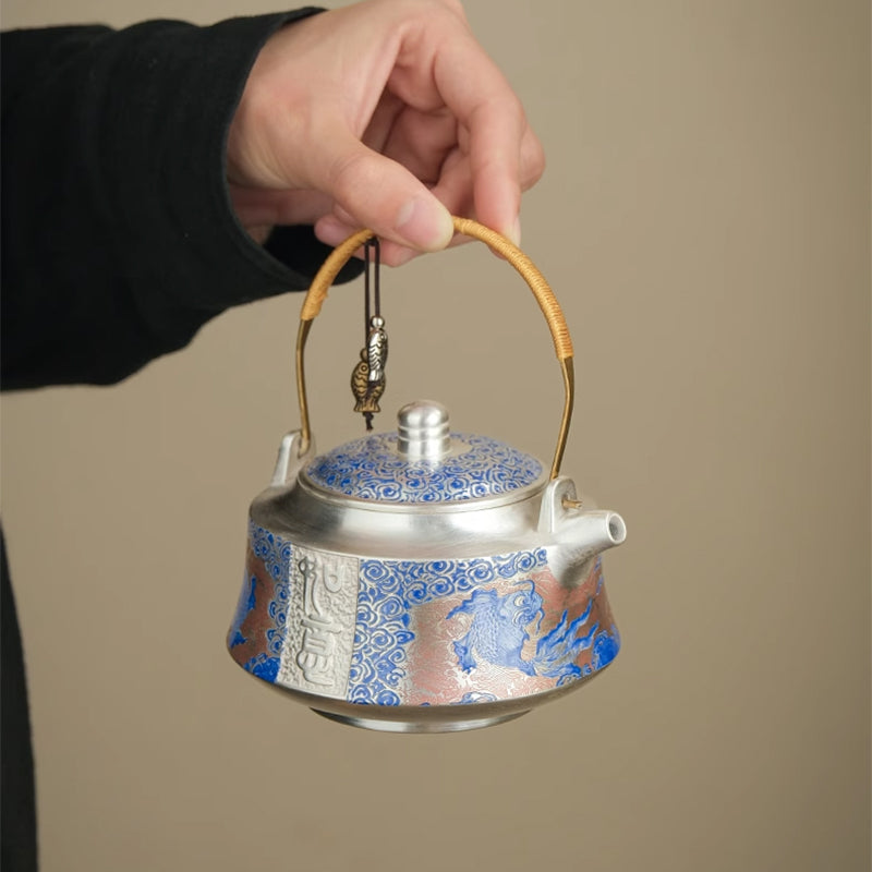 Gilt silver kungfu tea set