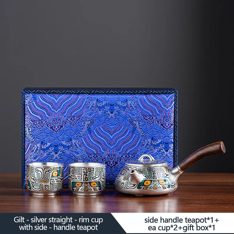 Auspicious Elephant and Wish fulfilling Gilt silver Set