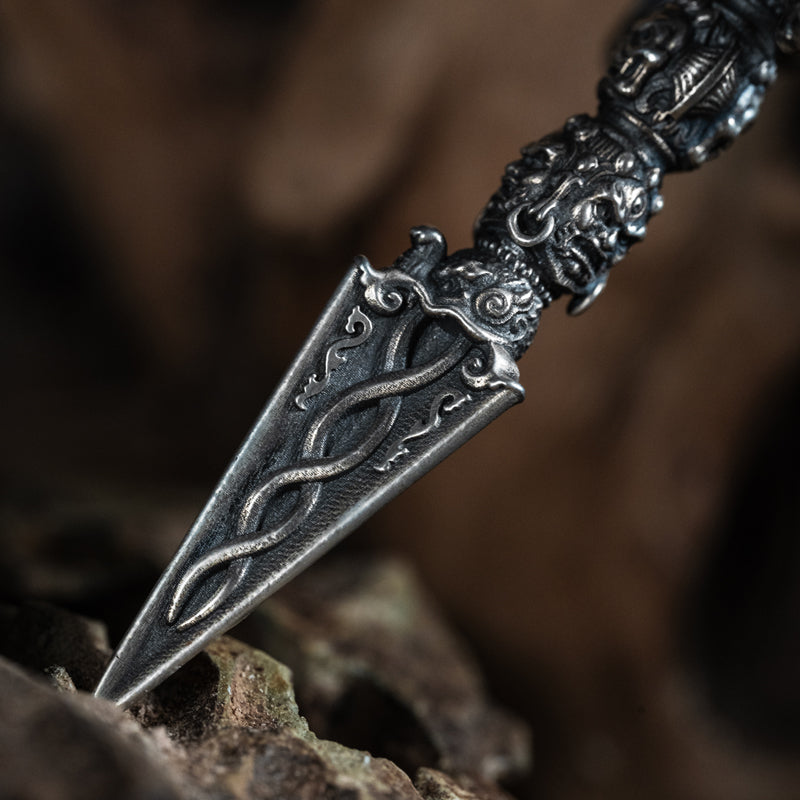 S925 Pure Silver Demon - Subduing Vajra Pestle Necklace