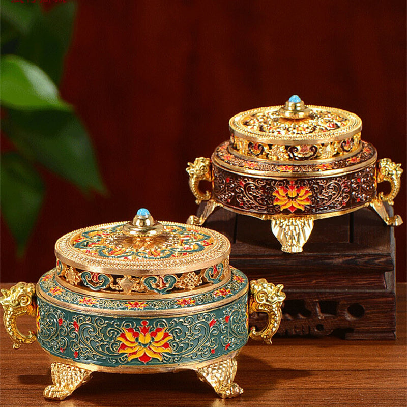 Enamel painted incense burner openwork carving craftsmanship to create China's non-heritage culture