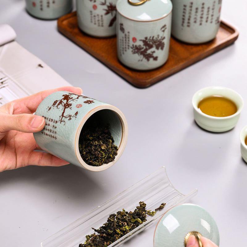 Ge Kiln Tea Caddy with Ice crack Pattern