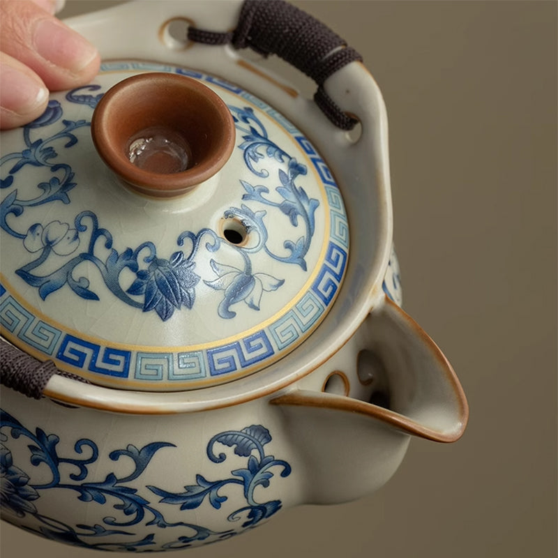 Ru Kiln Gongfu Tea Set with Interlaced Branch Pattern