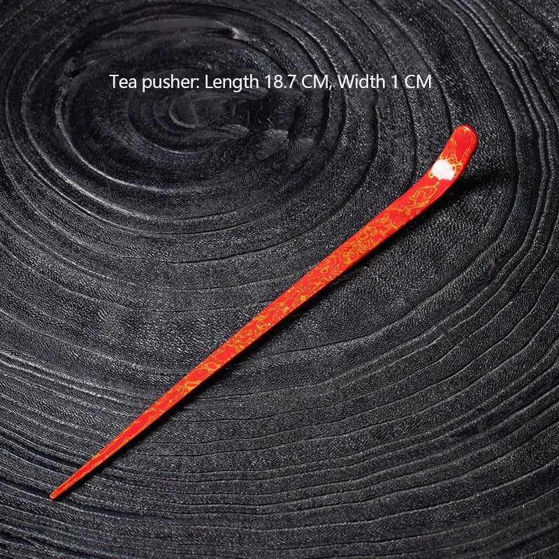 Lacquered Bamboo and Wood Tea Scoop and Tea Pusher