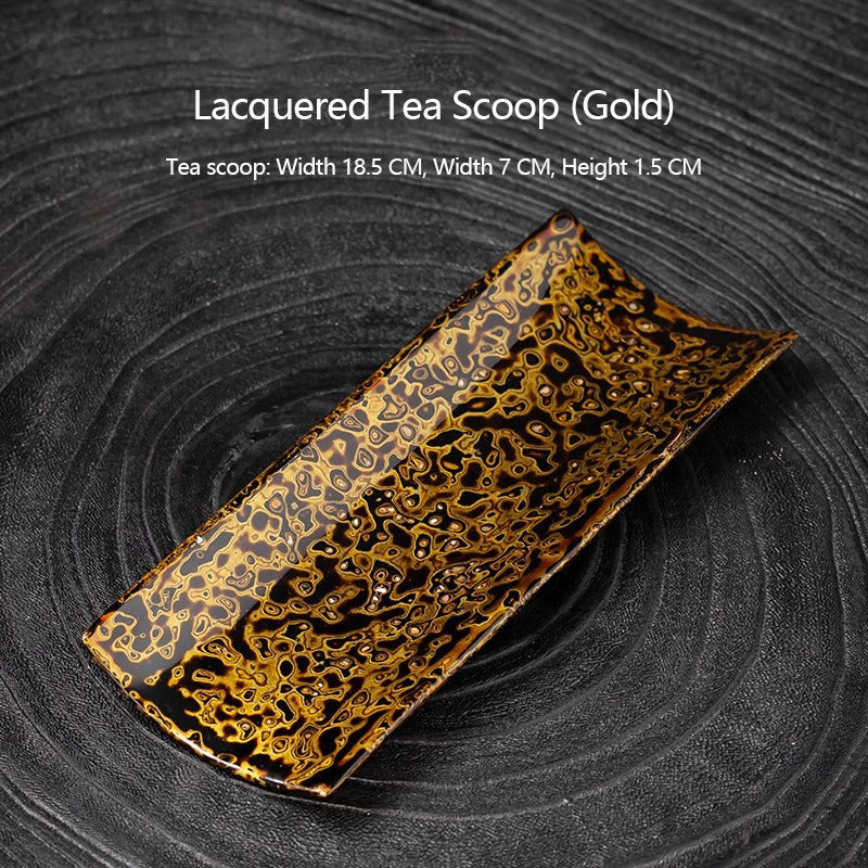 Lacquered Bamboo and Wood Tea Scoop and Tea Pusher