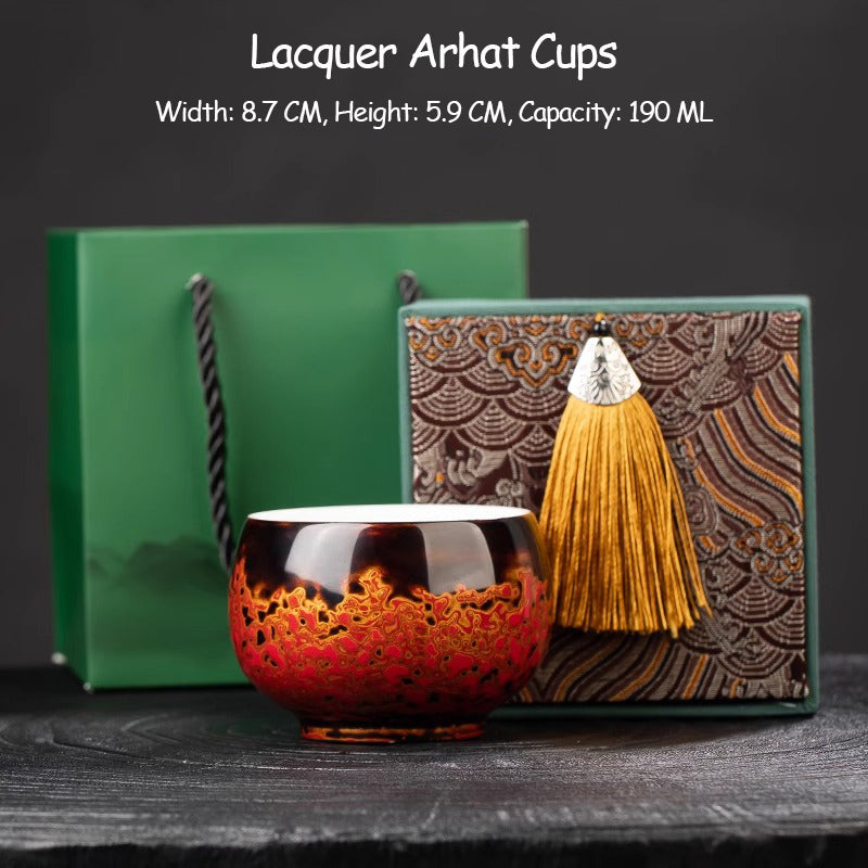 Handmade Lacquer Arhat Cups by Intangible Cultural Heritage Craftsmen