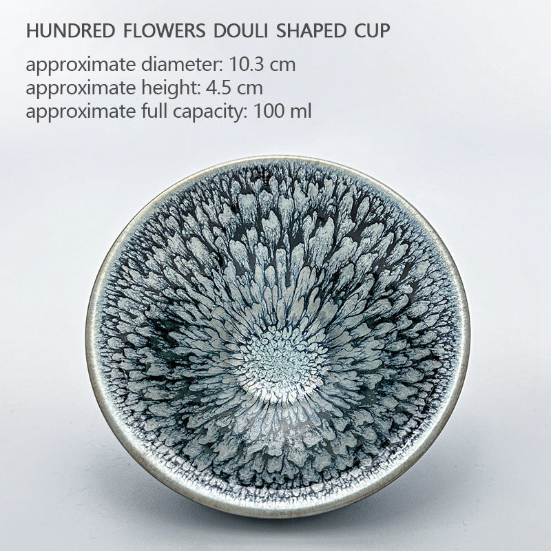 Douli-shaped Tea Bowl with Hundred Flowers Patterns