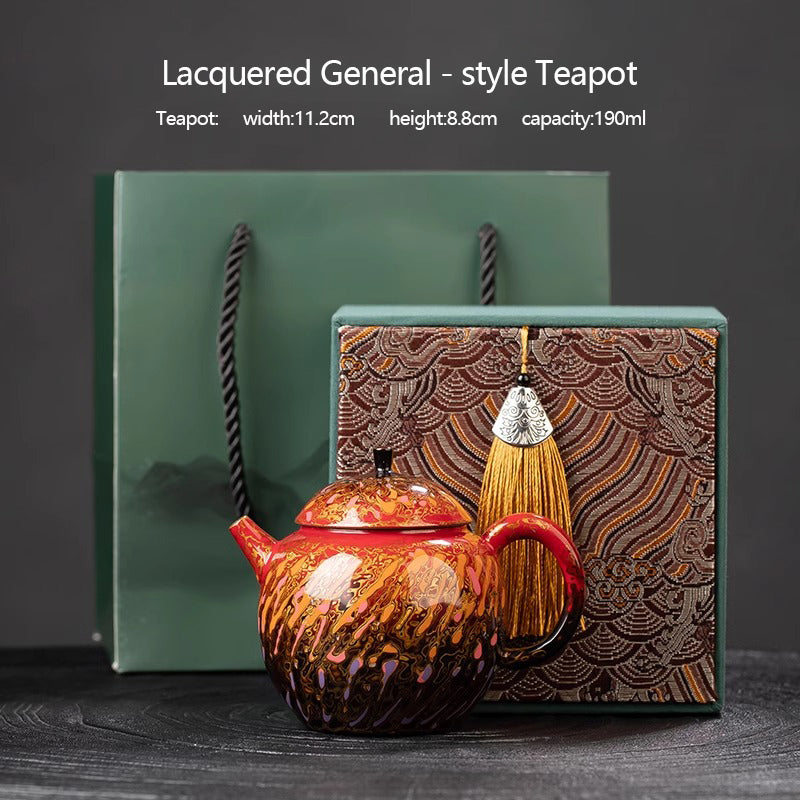 Intangible Cultural Heritage Lacquered Teapot - Cinnabar Skin Technique