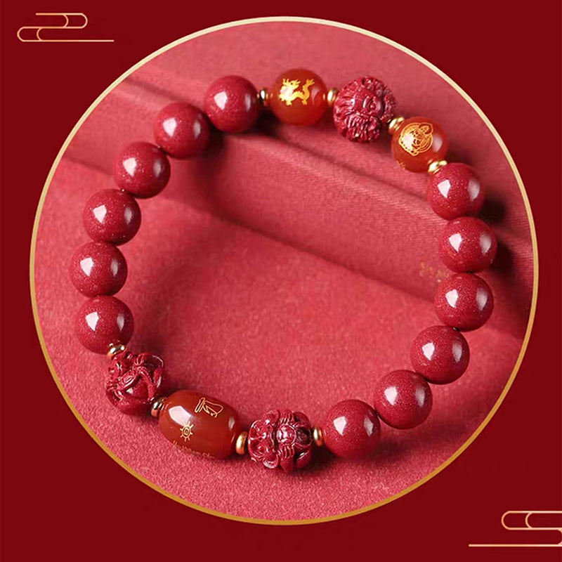 Chinese Zodiac Cinnabar Keep Away Evil Spirits Blessing Bracelet