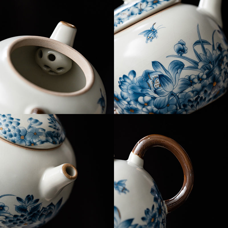 Ru Kiln Porcelain Multifloral Tea Set