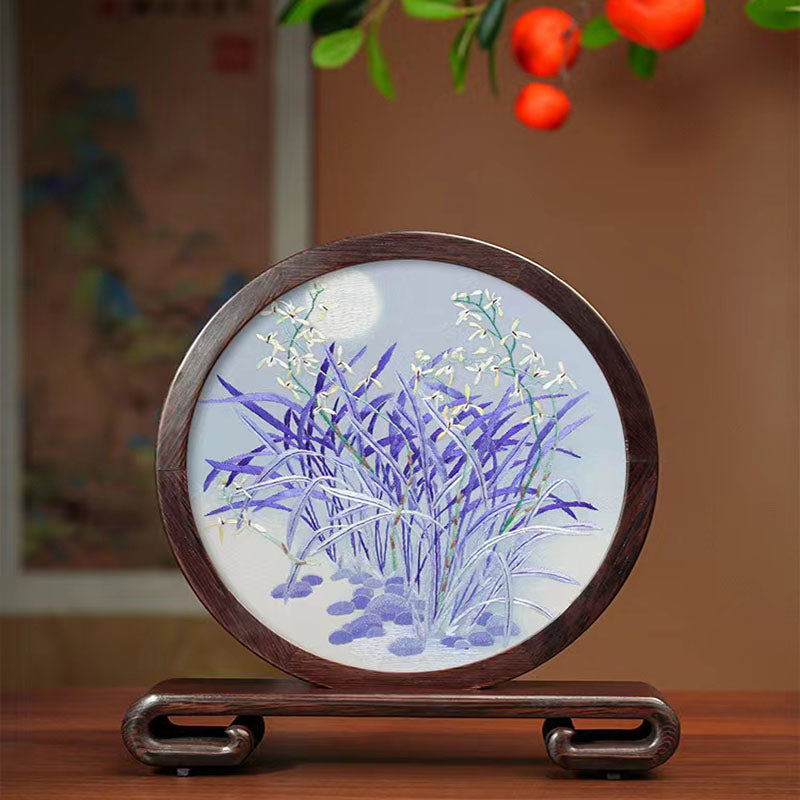 Suzhou embroidery featuring Chinese landscapes, flowers and plants