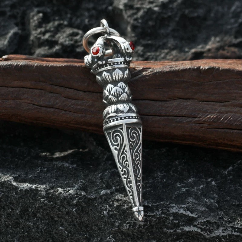 S925 Sterling Silver Demon - Subduing Vajra Pestle Necklace