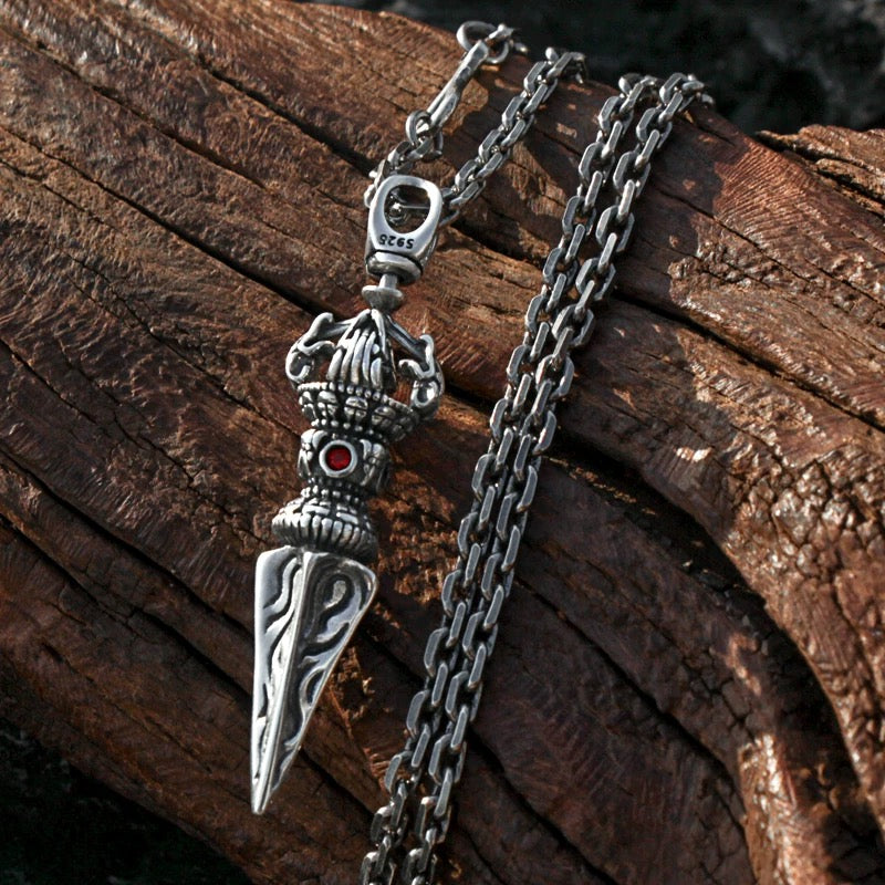 S925 Sterling Silver Demon - Subduing Vajra Pestle Necklace