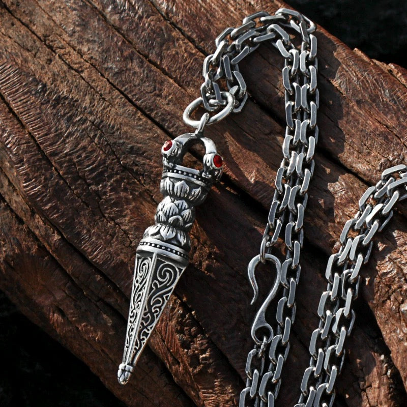 S925 Sterling Silver Demon - Subduing Vajra Pestle Necklace
