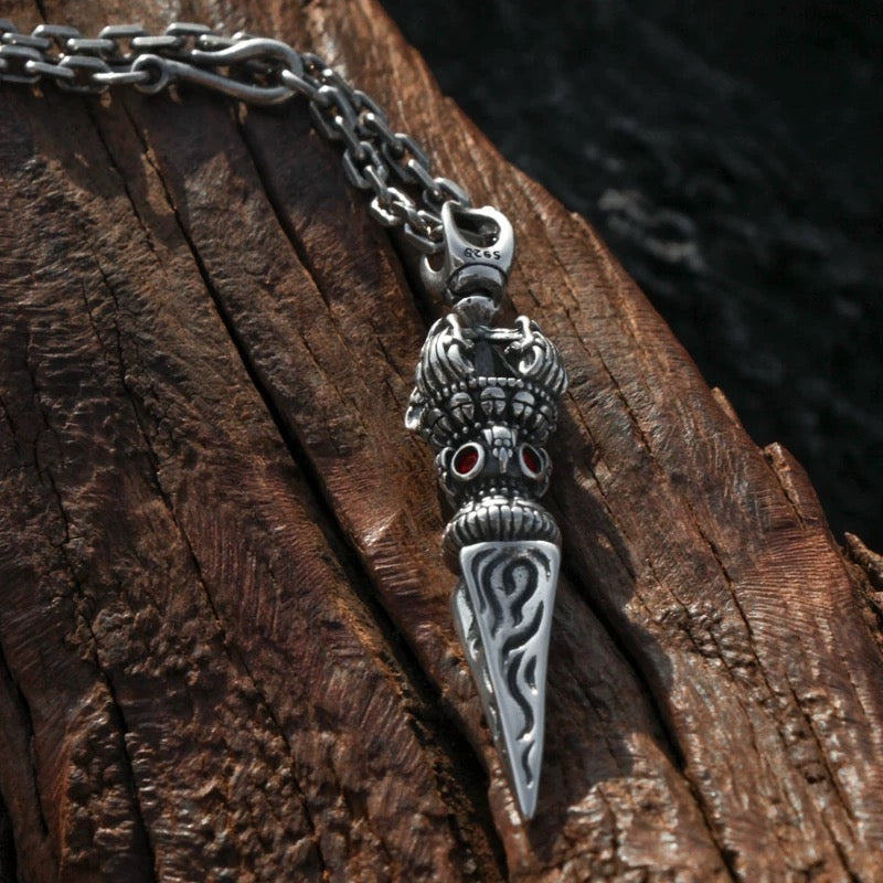 S925 Sterling Silver Demon - Subduing Vajra Pestle Necklace