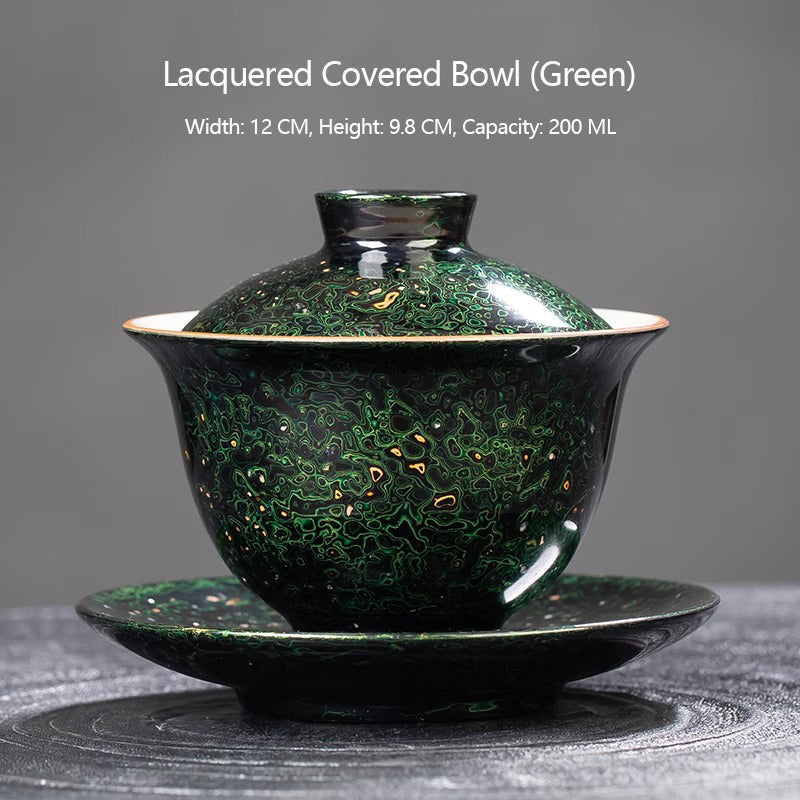 Intangible Cultural Heritage Lacquered Ru Kiln Covered Bowl