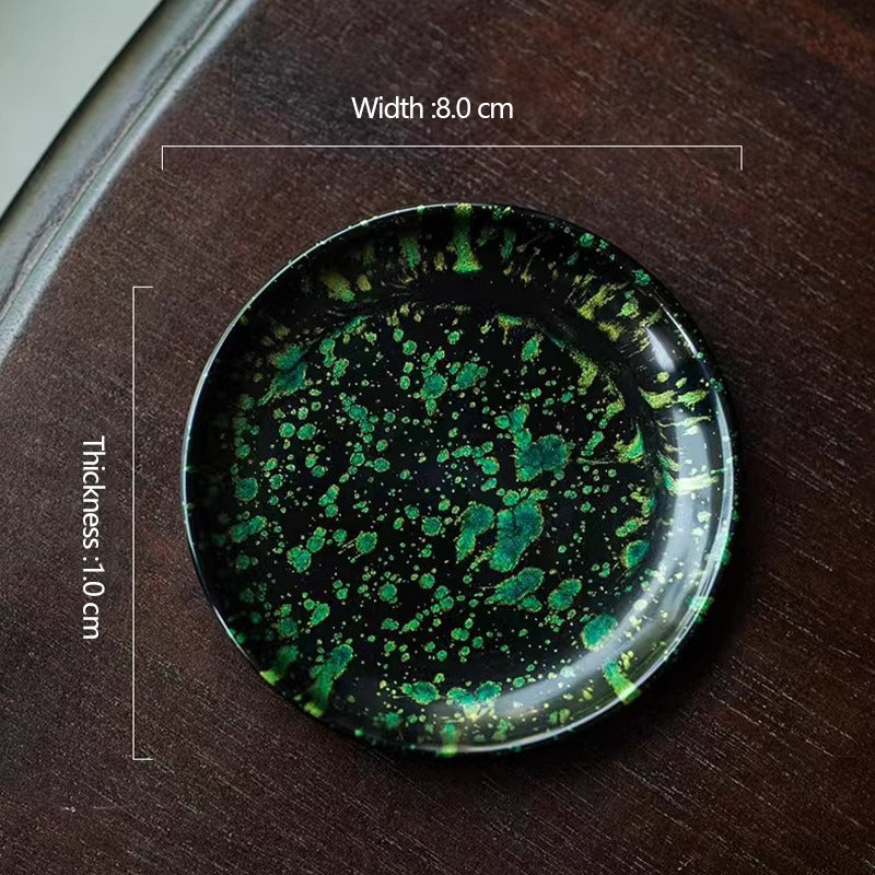 Handmade wooden-body rhino-hide pattern lacquer coaster —Luxurious Plate