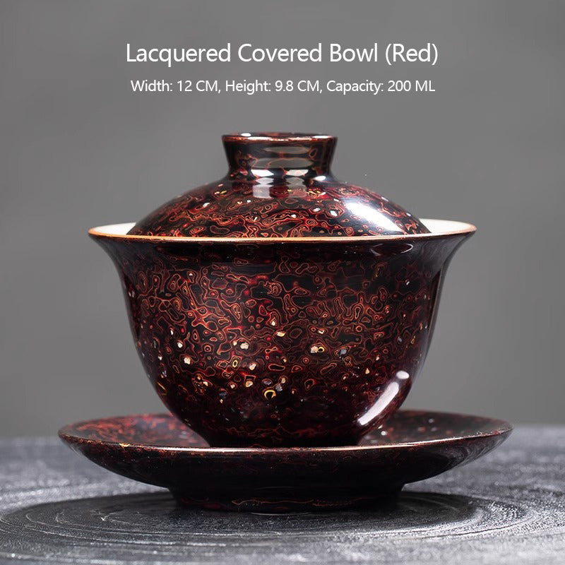 Intangible Cultural Heritage Lacquered Ru Kiln Covered Bowl