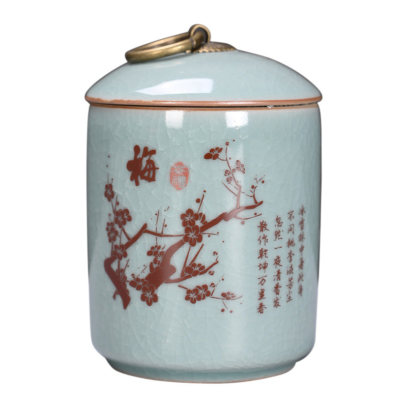 Ge Kiln Tea Caddy with Ice crack Pattern