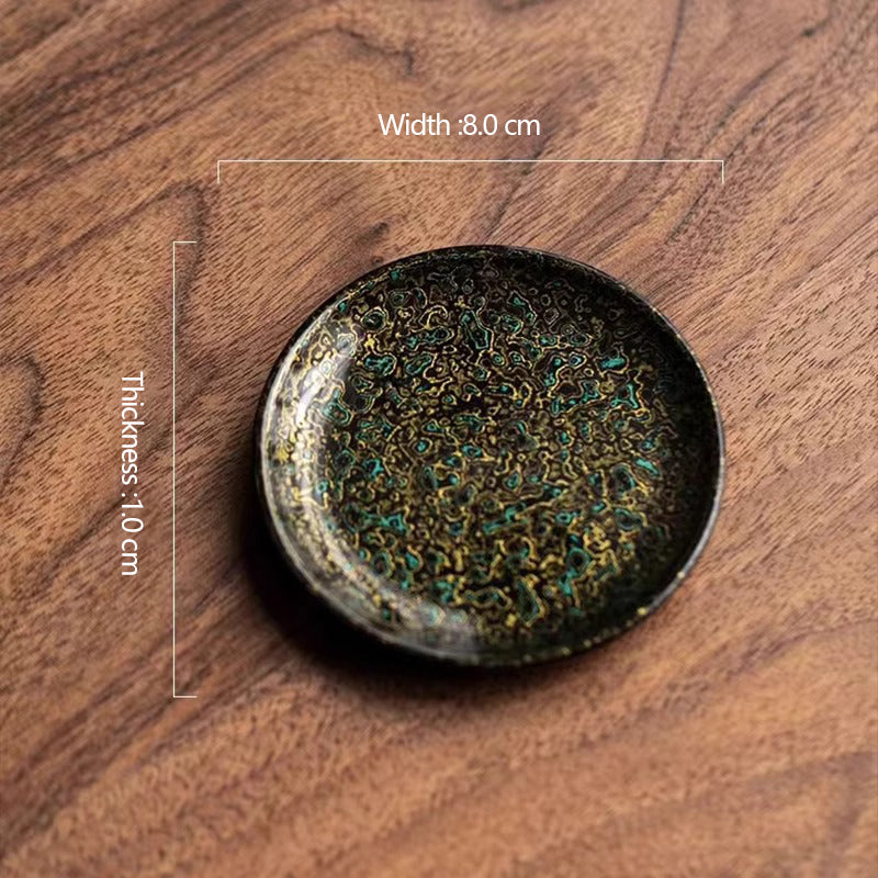 Handmade wooden-body rhino-hide pattern lacquer coaster —Luxurious Plate