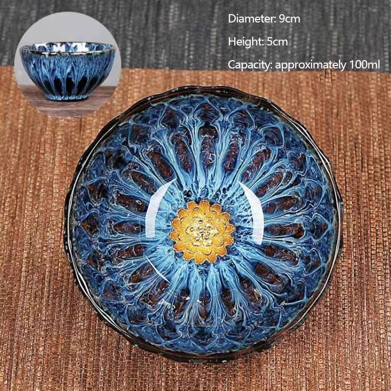 Kiln Variation Golden Lotus Jianzhan