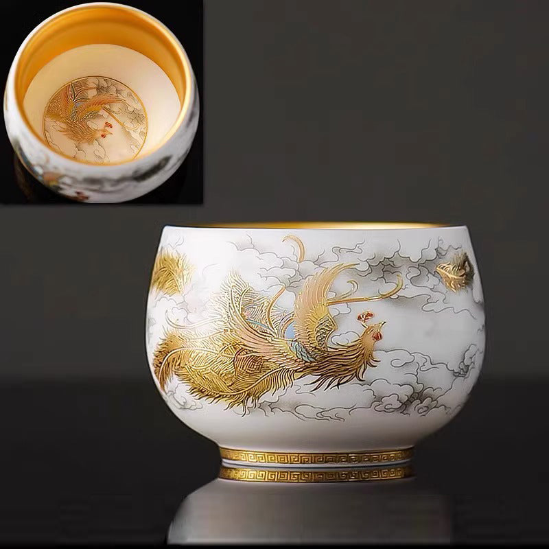 24K Gilt Auspicious Phoenix Master Cup