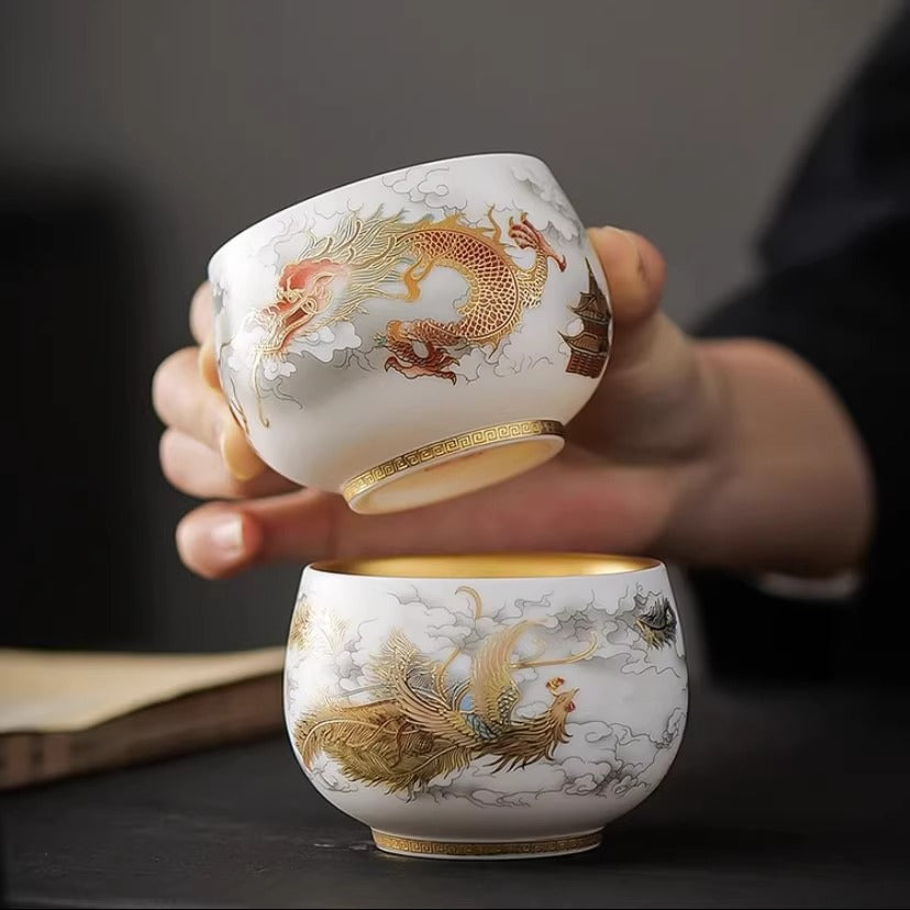24K Gilt Auspicious Dragon Master Cup