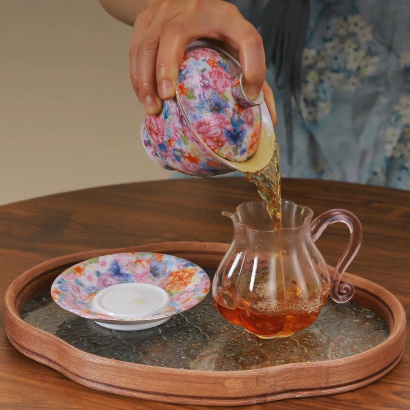 Enamel Color Butterfly & Flower Gaiwan - Chinese Imperial Tea Bowl— Elegant enamel gaiwan inspired by Qing Dynasty imperial craftsmanship, perfect for gongfu tea lovers and gifting