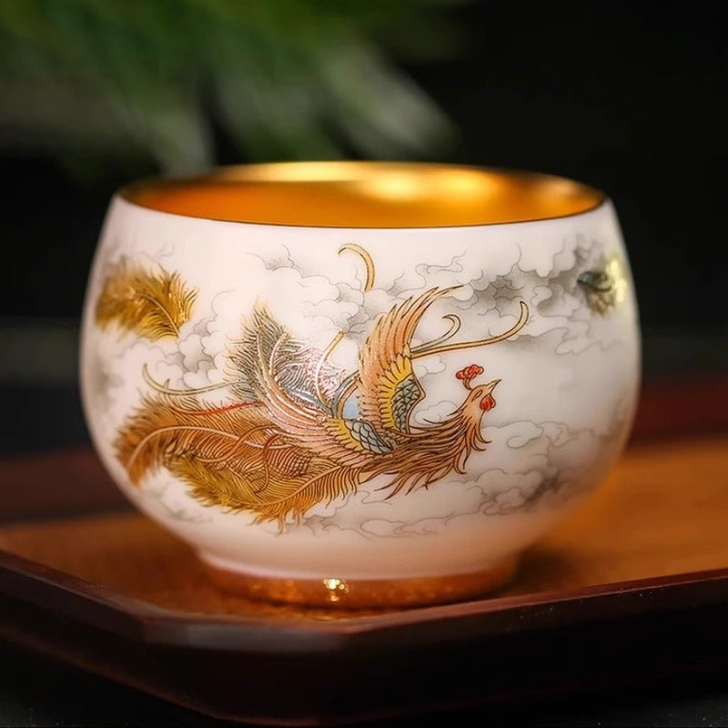 24K Gilt Auspicious Phoenix Master Cup