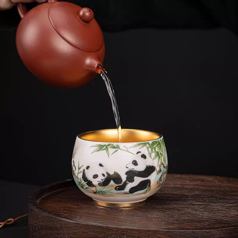 24K Gilt Panda Arhat Cup
