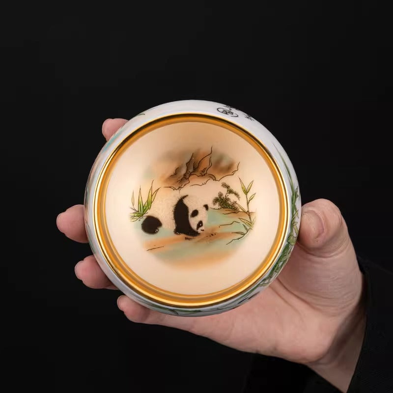 24K Gilt Panda Arhat Cup