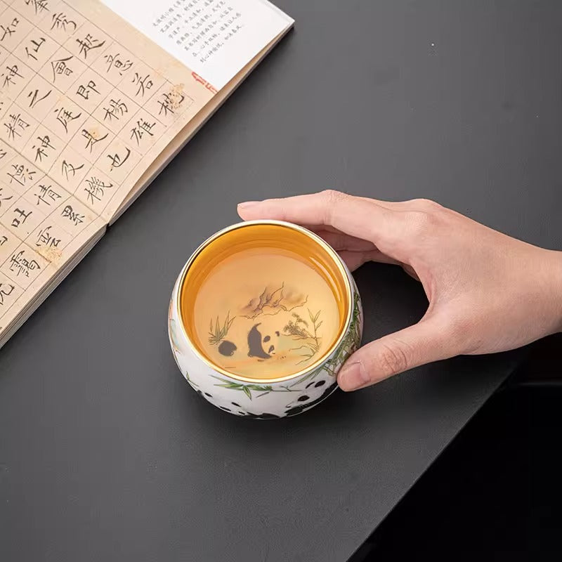 24K Gilt Panda Arhat Cup