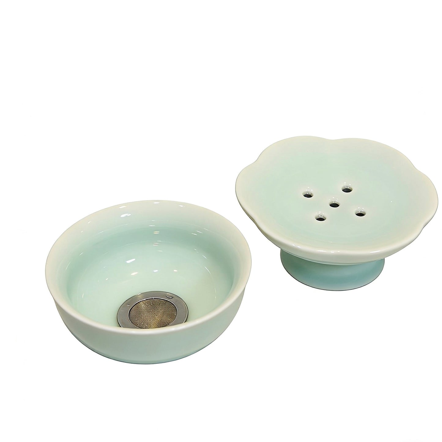 Longquan Celadon Kung Fu Tea Ceremony Accessories: Tea Strainer & Holder Set