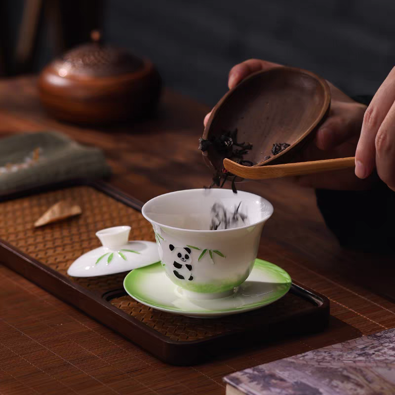 3D and Hand Painting Panda Patterns Gaiwan
