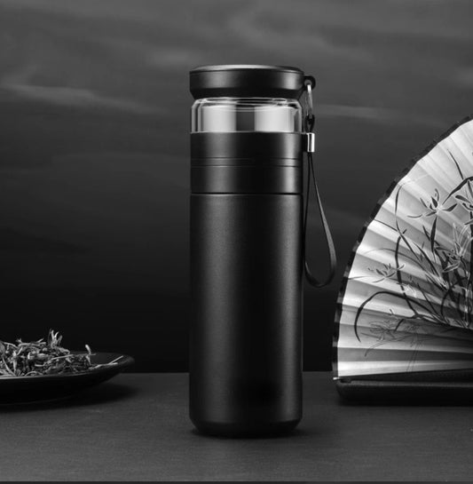 Fashion Style Insulated Tea Cup with Tea-Water Separation - Ceramic Liner, SUS 316 Stainless Steel—Easy to make tea and drink tea at anytime and anyplaces