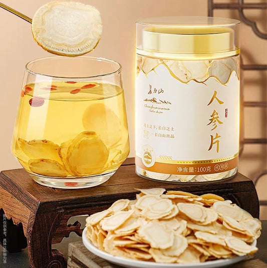 2-3CM Extra Large Changbai Mountain Ginseng Slices, sourced from the authentic Changbai Mountain origin—the famous "hometown of ginseng" in Northeast China-100g