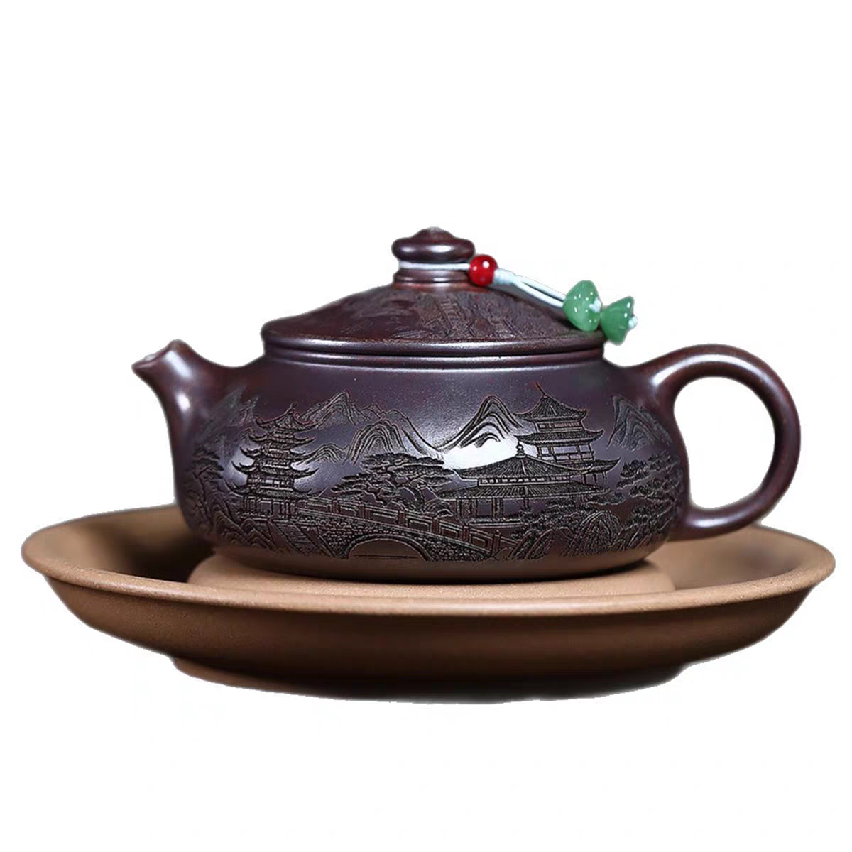 River and Mountains Pattern Yixing Zisha teapot