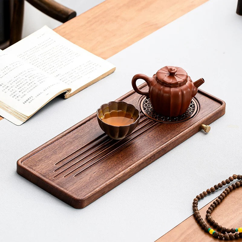 Walnut Wood Tea Tray | Minimalist Chinese Dry Brew Tea Server