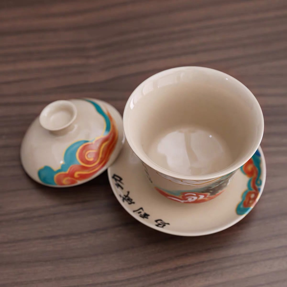 Ru Kiln Year of the Horse Hand-Painted "Success Upon Arrival" Gaiwan | Premium Ceramic Kung Fu Tea Set
