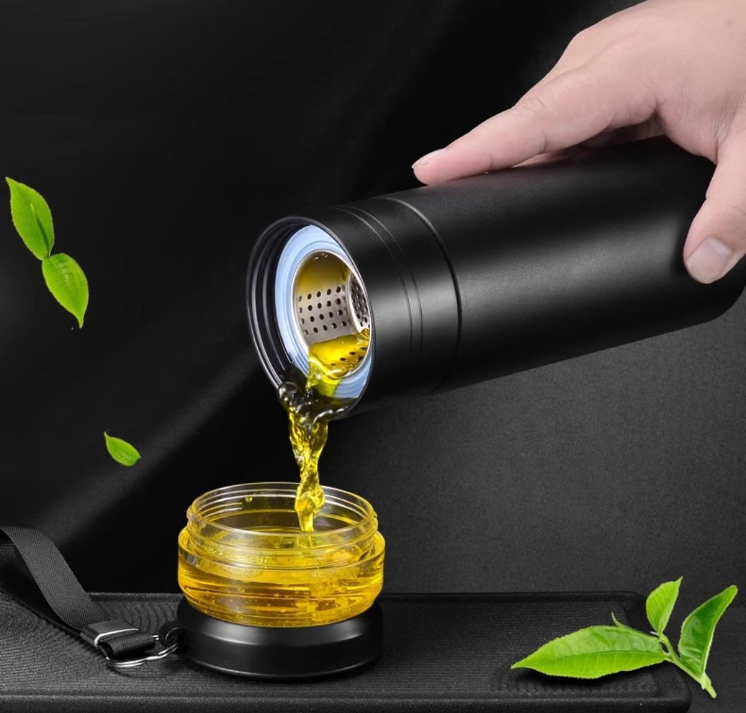 Fashion Style Insulated Tea Cup with Tea-Water Separation - Ceramic Liner, SUS 316 Stainless Steel—Easy to make tea and drink tea at anytime and anyplaces