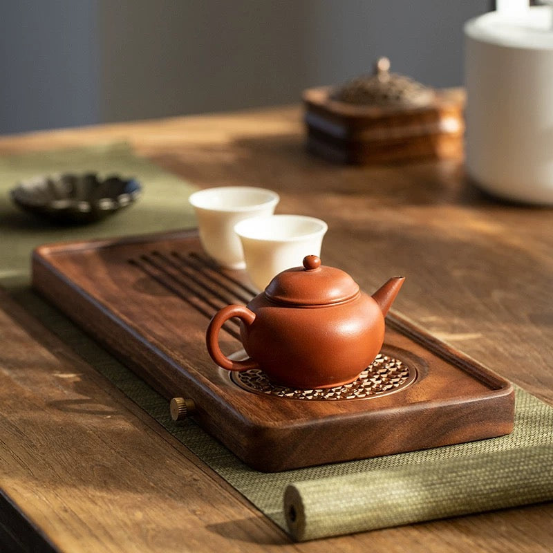 Walnut Wood Tea Tray | Minimalist Chinese Dry Brew Tea Server