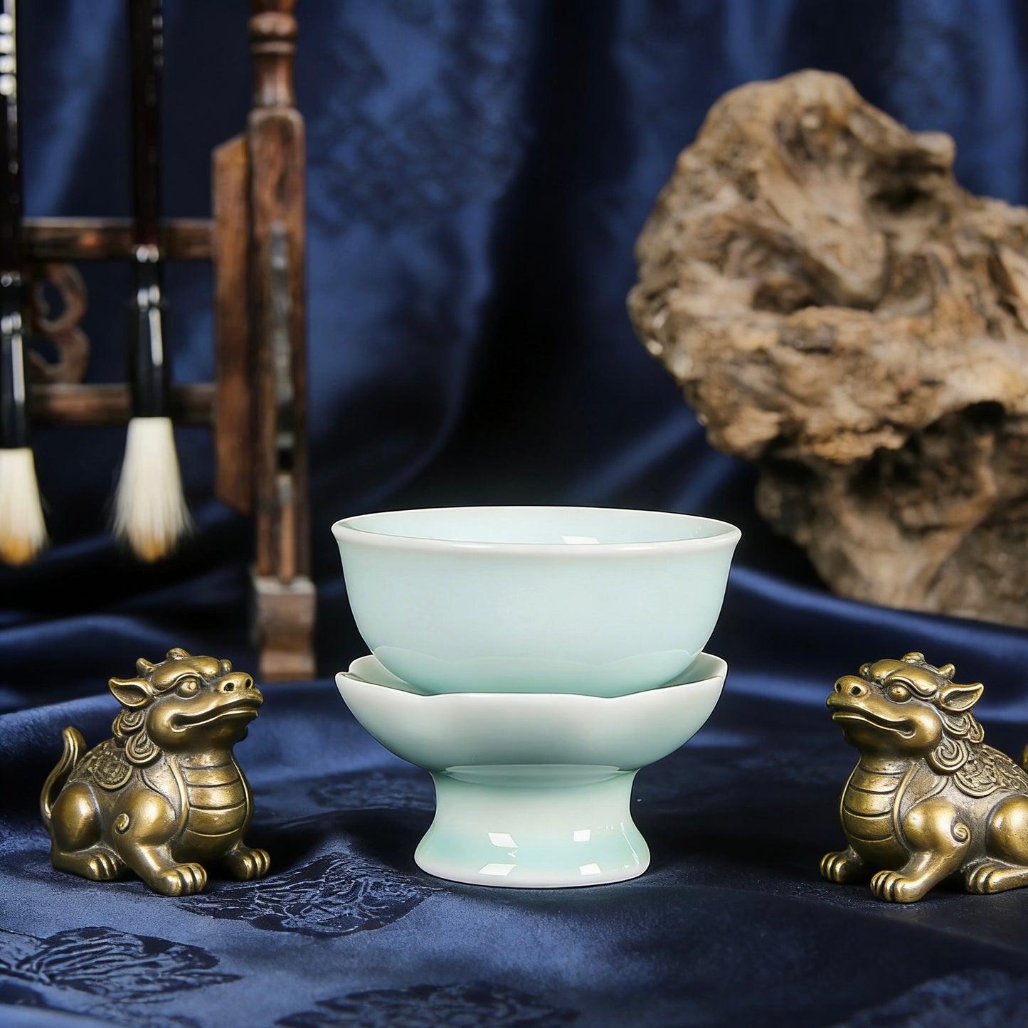 Longquan Celadon Kung Fu Tea Ceremony Accessories: Tea Strainer & Holder Set