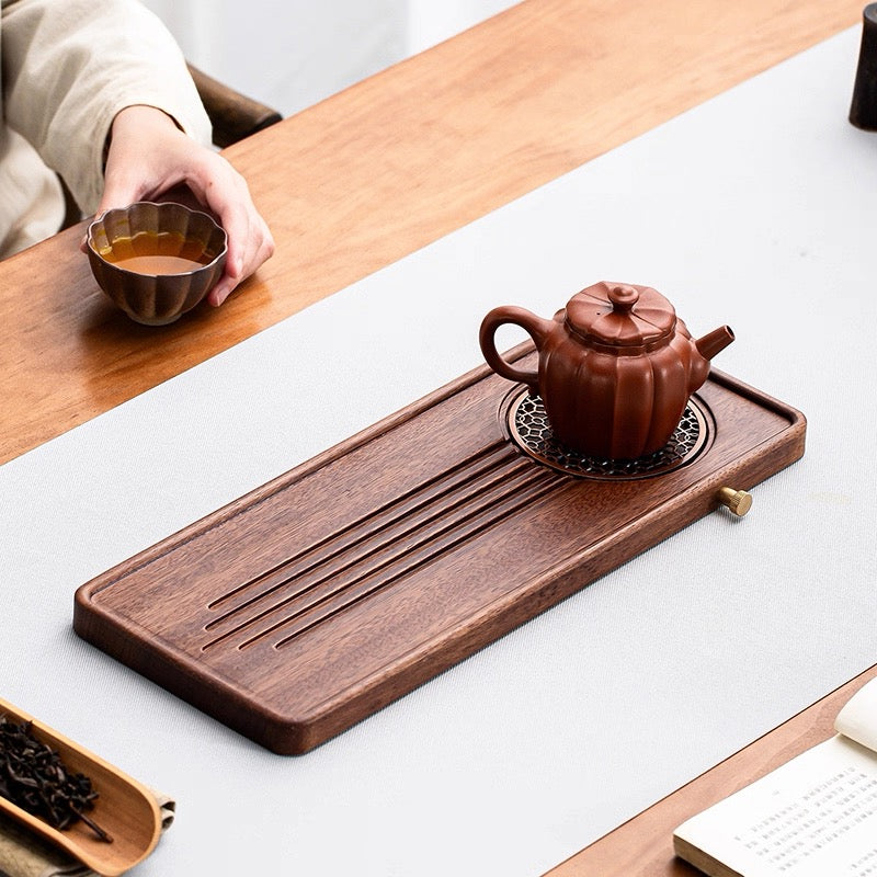 Walnut Wood Tea Tray | Minimalist Chinese Dry Brew Tea Server