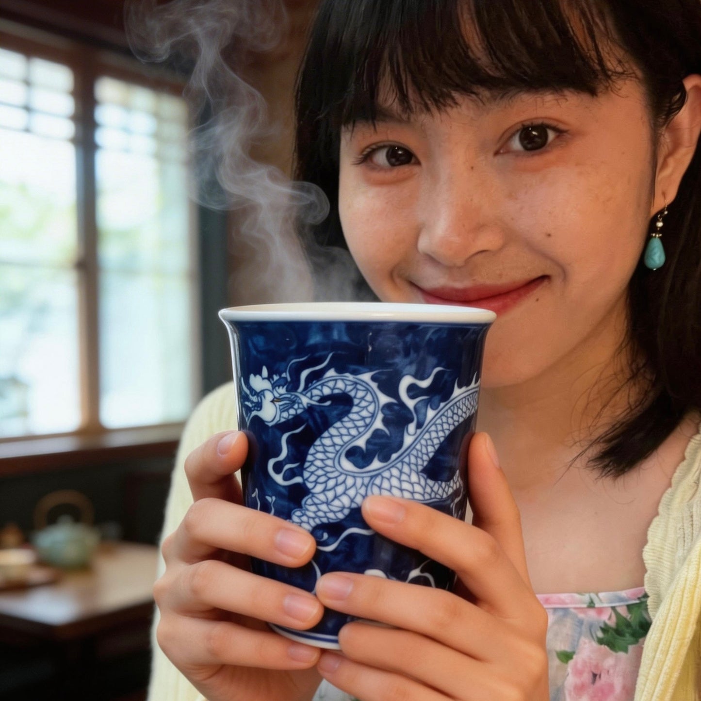 Handcrafted Porcelain Flying Dragon Master Cup – Large Capacity Artistic Tea Cup for Kung Fu Tea, Personal Use & Home Elegance