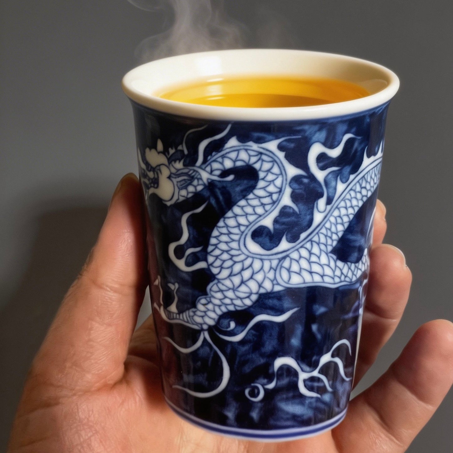 Handcrafted Porcelain Flying Dragon Master Cup – Large Capacity Artistic Tea Cup for Kung Fu Tea, Personal Use & Home Elegance