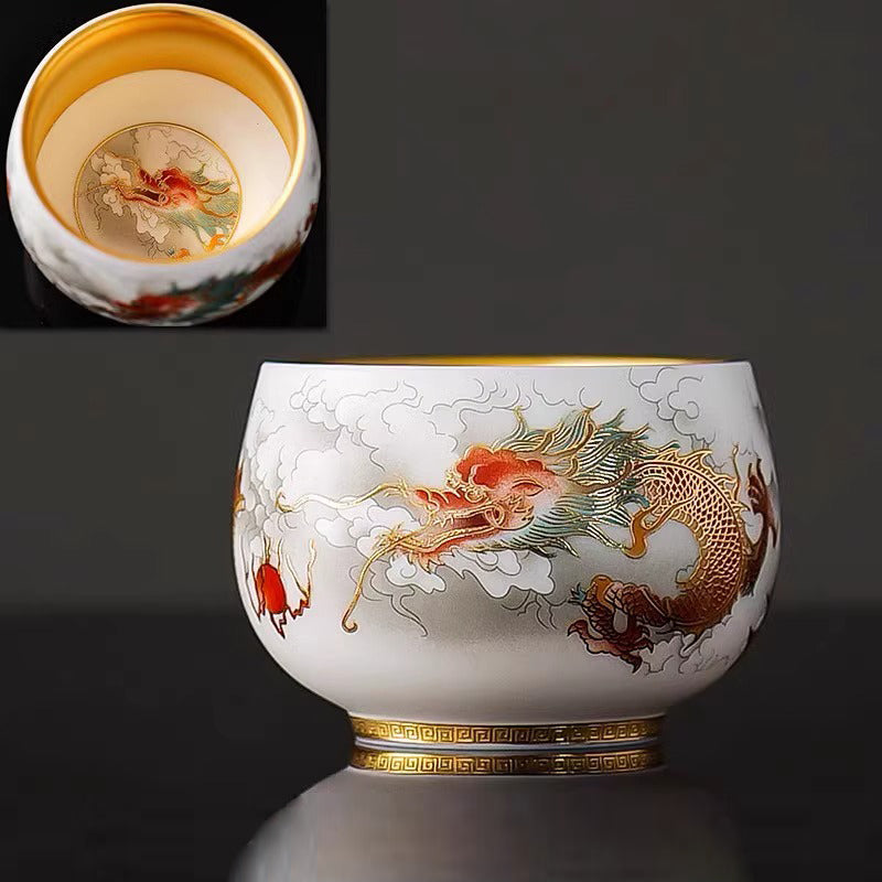 24K Gilt Auspicious Dragon Master Cup
